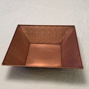 Home Interiors Hammered Copper Basket Tray Decorative Square Centerpiece